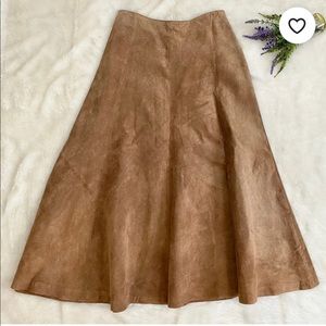 Vintage Suede A Line Midi Skirt